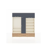 Arges Dolap 18 Raflı 4 Çekmeceli Tek Askılı 220x30x243 Aytaşı-Antrasit/Çam