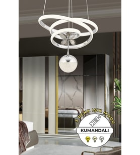 Kumandalı Krom Renkli 3 Işık Modern Sarkıt Led Avize