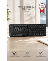 Torima Kablosuz Klavye Bluetooth Katlanabilir Şarjlı Mini Klavye TK08 Siyah
