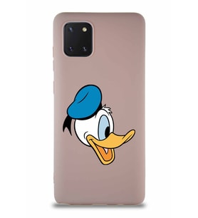 Samsung Galaxy A81 Soft Premier Kapak Donald Duck-F Tasarımlı Silikon Kılıf - Pudra (Şeffaf)