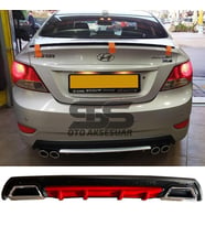 Hyundai Accent Blue Difüzör Arka Tampon Eki 2 Egzoz Çıkışlı Kırmızı Lüx Tip