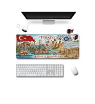 SonicTouch Klavye Mousepad 40x90cm Dikişsiz Pürüzsüz Sıvı Geçirmez Kaymaz Taban Türkiye Mozaiği