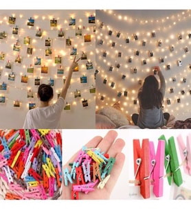 3 Metre Pilli Peri Led Gün Işığı + 25 Adet Renkli Küçük Mandal