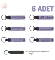 Babalara Özel Günü İçin Hediye, İsim Ve Özel Mesaj Yazılabilen 6'lı Anahtarlık, Mor Menekşe & Yeşil (Lila - Mor)