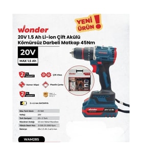 WONDER WAM28S Akülü Köürsüz Şarjlı Matkap