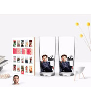 BK Gift Kişiye Özel Renkli Baskılı Godfather Baba Karikatürlü İkili Rakı Bardağı ve Rakı Cep Kitabı Hediye Seti-9 (Model 1)