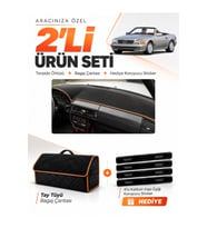 e-biz MERCEDES R129 (1989-2001) Uyumlu Torpido Örtüsü + Tay Tüyü Çanta - Siyah-Kahverengi - MB019