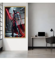 Metal Çerçeveli Cam Tablo Film Karakteri Mandalorian (Gold)