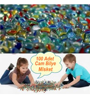 Filede Karışık Renkli 100 Adet Misket Oyuncak Bilye Seti Cam Bilye Cam Misket Cam Misket Bilye
