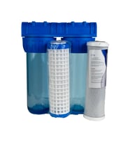 Aquames - Bina Girişi 10'' 2 Aşamalı 1' Ön Filtreleme Seti Yıkanabilir-CTO