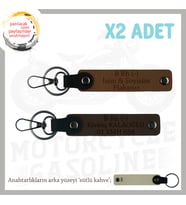 Motor Severlere, İsim Plaka ve B - Kan Grubu Yazılı Anlamlı Hediye x2 Anahtarlık, Kahve-K Kahve-SK