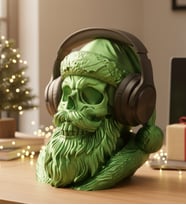 Noel Baba İskelet Kulaklık Standı - Dekoratif 3D Baskı Figür