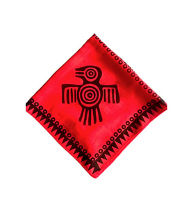Kadın Kırmızı Renk Geleneksel Desenli Pamuklu El Yapımı Bandana