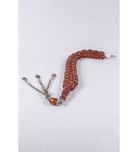 Çubuk Malzeme Simli Sıkma Kehribar Tesbih tsb0595