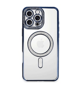 Apple İphone 16 Pro Max Kılıf Joke Simli Magneticsafe Kılıf - Lacivert