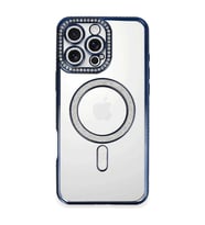 Apple İphone 16 Pro Max Kılıf Joke Simli Magneticsafe Kılıf - Lacivert