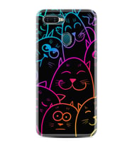 Oppo A5S A15 A16 A54 A55 A73 A74 Kılıf Desemli Silikon Neon Cats 1790