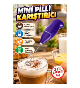 Pilli El Tipi Mini Mikser – Kahve Köpürtücü, Süt, Mama ve Yumurta Çırpıcı