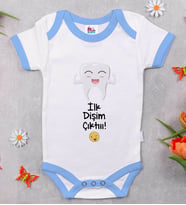 BK Kids İlk Diş Tasarımlı Mavi Bebek Body Zıbın-1
