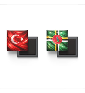 Buzdolap Magnetleri - Dominika Bayrağı ve Türk Bayrağı - 2'li Set Magneti