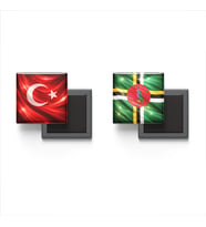 Buzdolap Magnetleri - Dominika Bayrağı ve Türk Bayrağı - 2'li Set Magneti