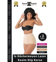 #Korse İz Yapmayan 2 Beden Küçülten Kaymaz Toparlayıcı Lazer Kesim Slip Korse - 2 Adet