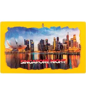 Singapur Gece Temalı Ahşap Fresco Tablo (Karışık)