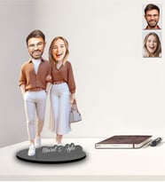 Kişiye Özel Sevgili Tasarımlı Karikatür İki Katmanlı Ahşap Biblo Model-29