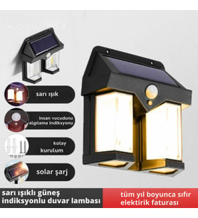 Dış Mekan için Güneş Enerjili Duvar Lambası Su Geçirmez hereket sensörlü