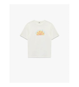Koton Nakışlı Pamuklu Ekru Kız Çocuk T-Shirt 6SKG10022AK