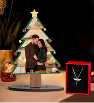 Kişiye Özel Fotoğraflı Yılbaşı Noel Ağacı Ve Melek Kolye