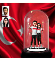 Kişiye Özel Milli Takım Formalı Sevgili Taraftar Bozkurt Tasarımlı Karikatür Biblo Işıklı Fanus, Türkiye Milli Takım, Taraftar Hediyesi