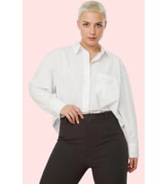 Kadın Boyfriend Gömlek Düz Desen Regular Kalıp Günlük Kullanım Hafta Sonu Kaliteli Malzeme (Beyaz)