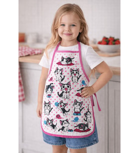 3-5 Yaş Çocuk Mutfak Önlüğü 35x50 cm – Su Geçirmez, Leke Tutmaz, Pamuk Polyester Karışımlı (Pembe-Mavi)