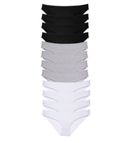 12 adet Süper Eko Set Likralı Kadın Slip Külot Siyah Gri Beyaz