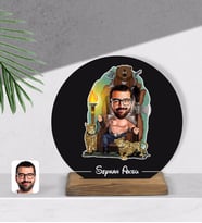 BK Gift Kişiye Özel Viking Karikatürlü Yuvarlak Ahşap Biblo-1