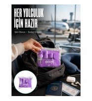 Mey İthalat® Taşınabilir 5’li Seyahat Banyo Seti Şampuanlık Sprey Krem Kutusu Yeni Nesil