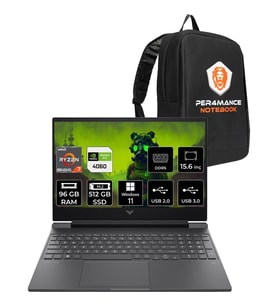 HP Victus 15 Ryzen 7 8845HS RTX 4060 96GB RAM 512GB SSD 15.6" FHD 144Hz Win11 Pro B82N6EAPN417 Gaming Laptop + Per4 Çanta