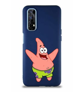 Realme 7 Soft Premier Kapak Patrick Yıldız Tasarımlı Silikon Kılıf - Lacivert (Şeffaf)