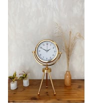 Gold Metal Mini Tripod Lüks Masa Saati 45×26 Cm