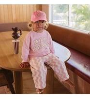 Milk Shake Baskılı Pembe Sweatshirt ve Desenli Eşofman Şeker Pembe 3ip Kız Çocuk Alt Üst Takım
