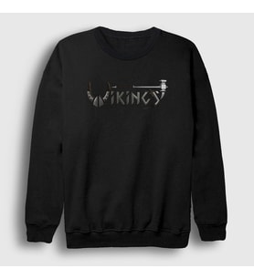 Presmono Unisex Siyah Helmet Vikings Sweatshirt 221698tt