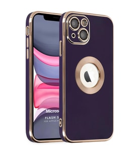Microsonic Apple iPhone 13 Kılıf Flash Stamp Koyu Mor
