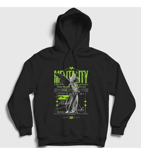 Presmono Unisex Siyah Angel Melek Mentality Hustle Harder Kapüşonlu Sweatshirt 441317tt
