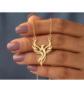 Kişiye Özel 925 Ayar Gümüş Şık Anka Kuşu Kolye (Gold)