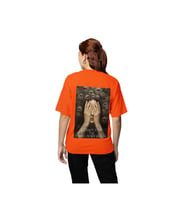 Beynimin içindekileri durduramıyorum baskılı Oversize T-shirt (Turuncu)