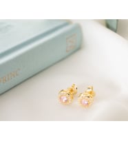 925 Ayar Gümüş Ekim Ayı Doğum Taşı ( Pink Tourmaline )  Küpe