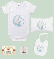 BK Kids Kişiye Özel İsimli 5 Parça Beyaz Bebek Body Zıbın Yastık Hediye Seti, Yeni Doğan Bebek Giyim Hediyesi-6