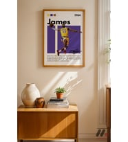 LeBron James Sarı Poster, Ahşap Çerçeveli Duvar Tablosu - Spor Severlere Hediye