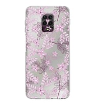 Xiaomi Redmi Note 9 Pro  Kamera Korumalı Kapak Floral Pudra Tasarımlı Şeffaf  Kılıf